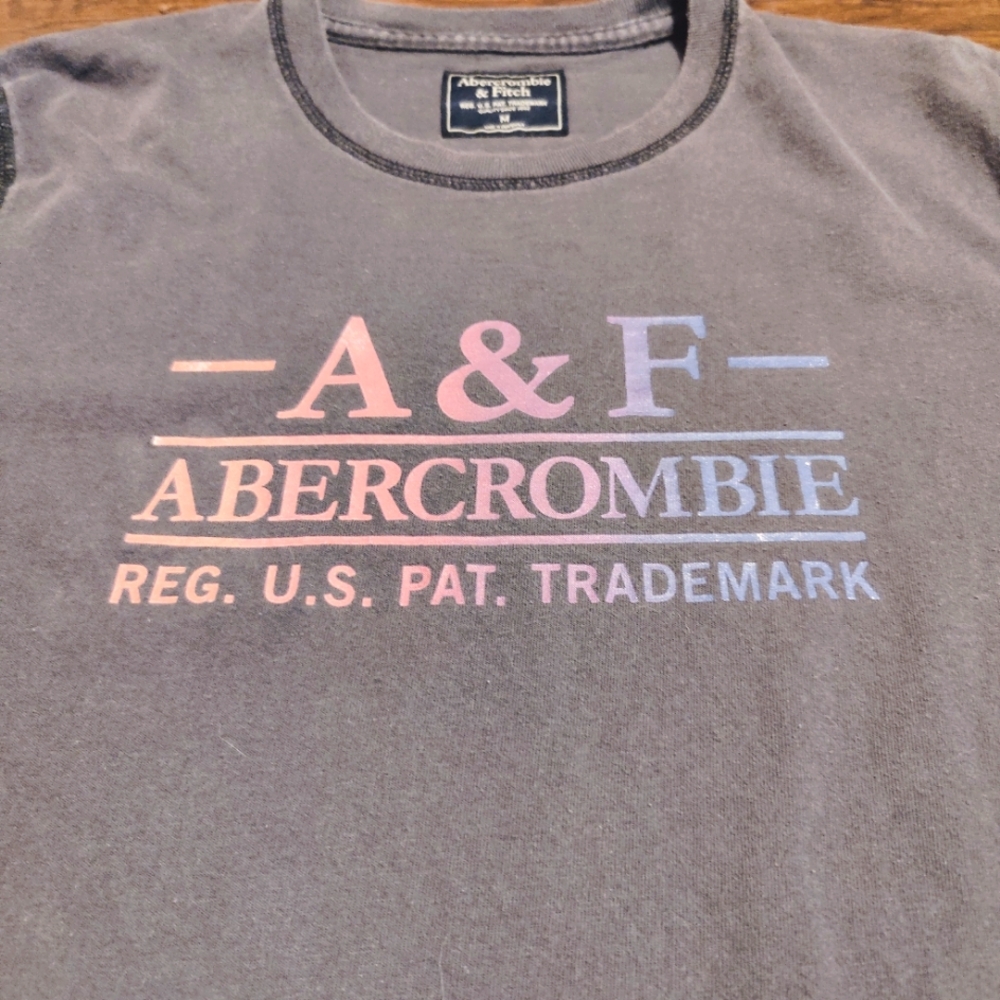 Abercrombie & Fitch Y2K hombre fade logo single stitch M vintage tee shirt - Picture 2 of 7